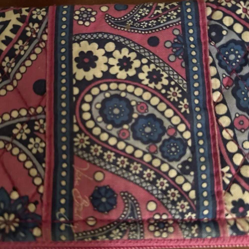 Vera Bradley Boysenberry Paisley Fuchsia Blue White Pencil Bag Case 12 inch